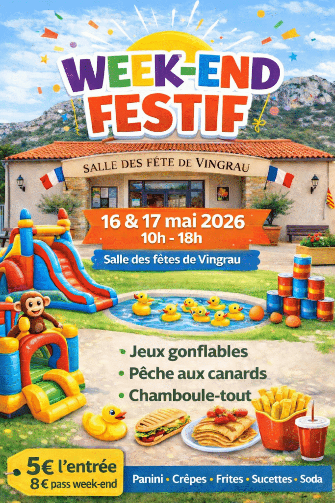 Kermesse à Vingrau : deux jours de jeux, de gourmandises et de bonne humeur les 16 et 17 mai