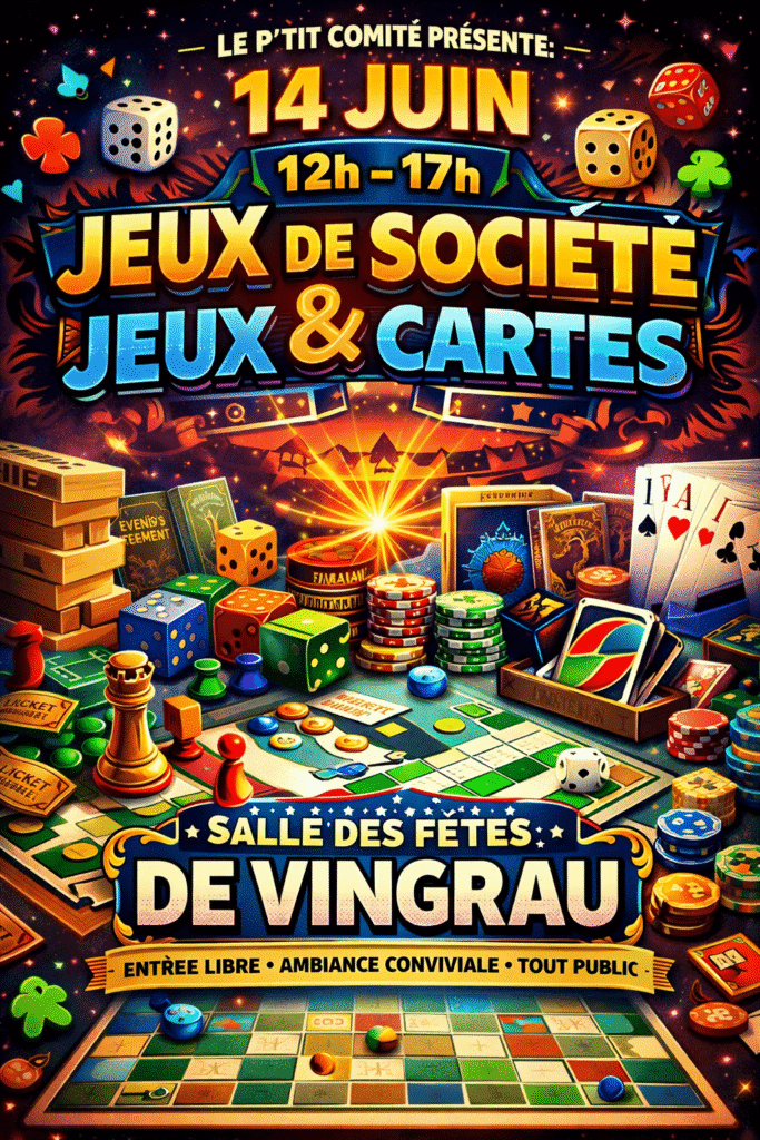Après-midi jeux de société et jeux de cartes à Vingrau : rendez-vous le 14 juin 2026