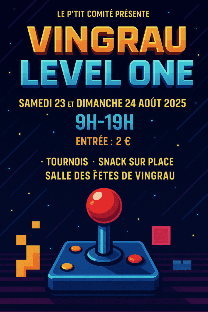 Affiche officielle Vingrau Level One - ĂvĂ©nement gaming Ă©tĂ© 2025